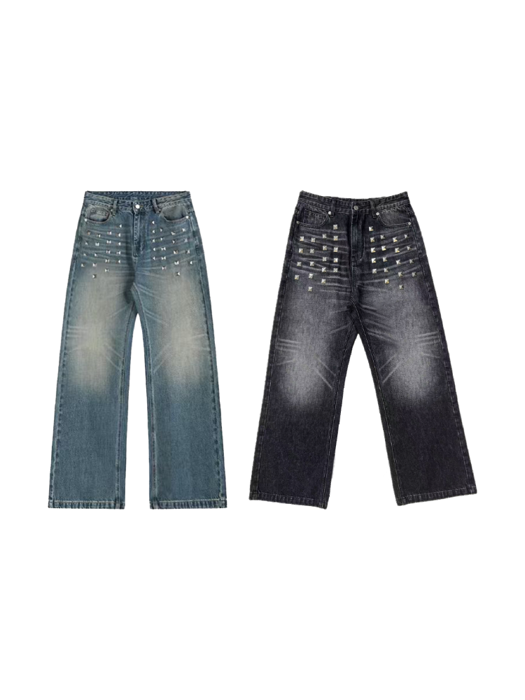 KONOOT Casual Wash Straight Loose Jeans