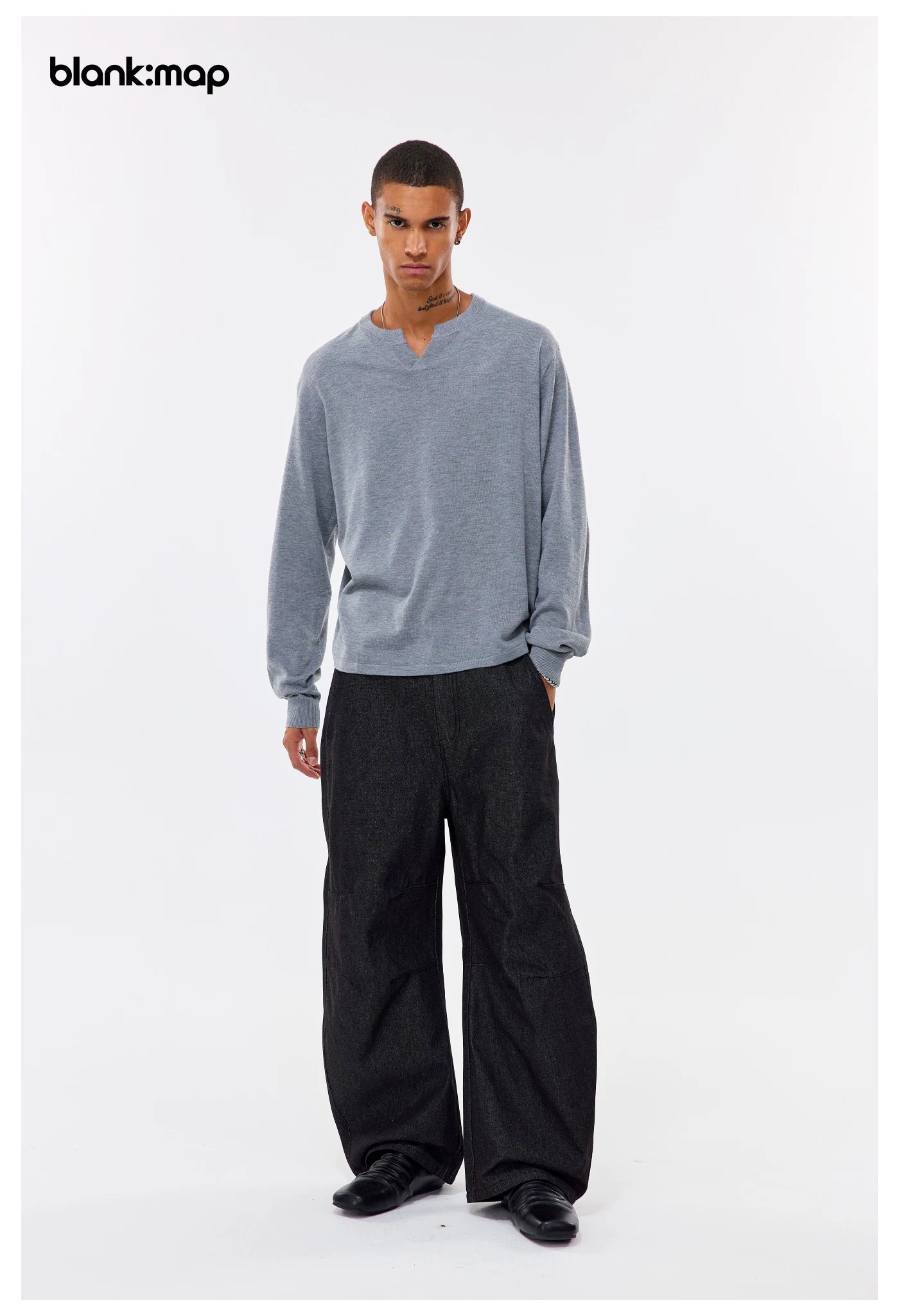 Blank Map Vintage Pleated Denim Trousers