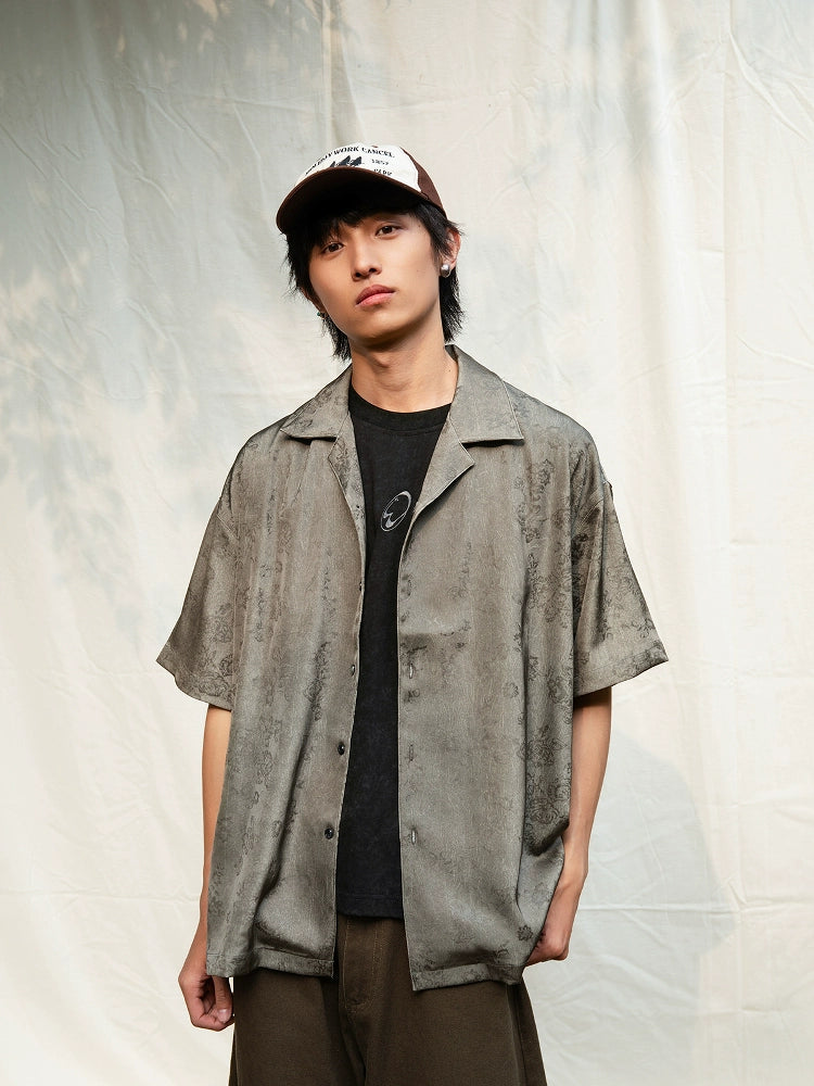 Mentmate Vintage Dark Floral Satin Shirt