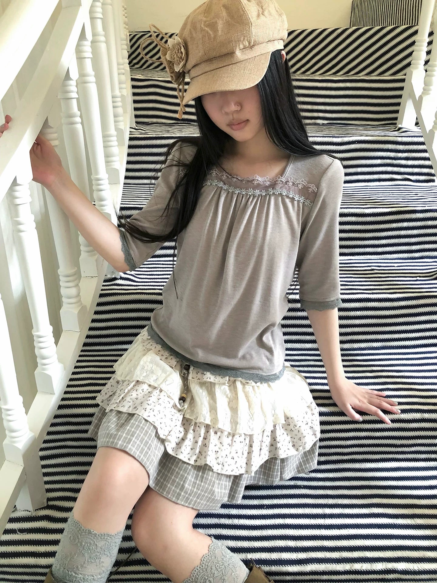 Ang:project Lace Patchwork Casual Tee