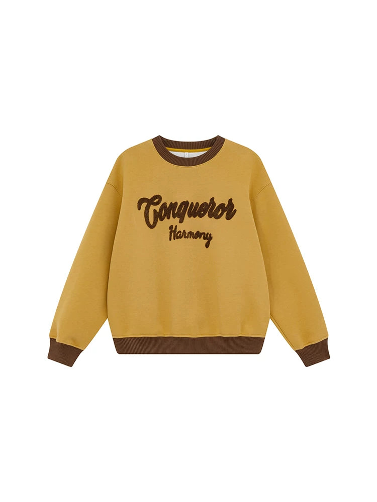 Kano Towel Embroidered Contrasting Letter Fleece Sweater