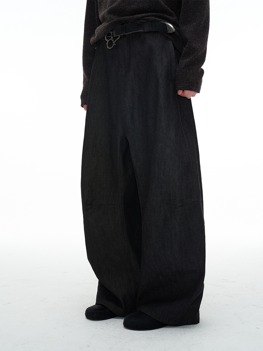 JCAESAR Pleated Double-sided Wide-leg Jeans