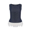 Wildberry Sleeveless Splicing Vest High Waist Straight Casual Pants Set
