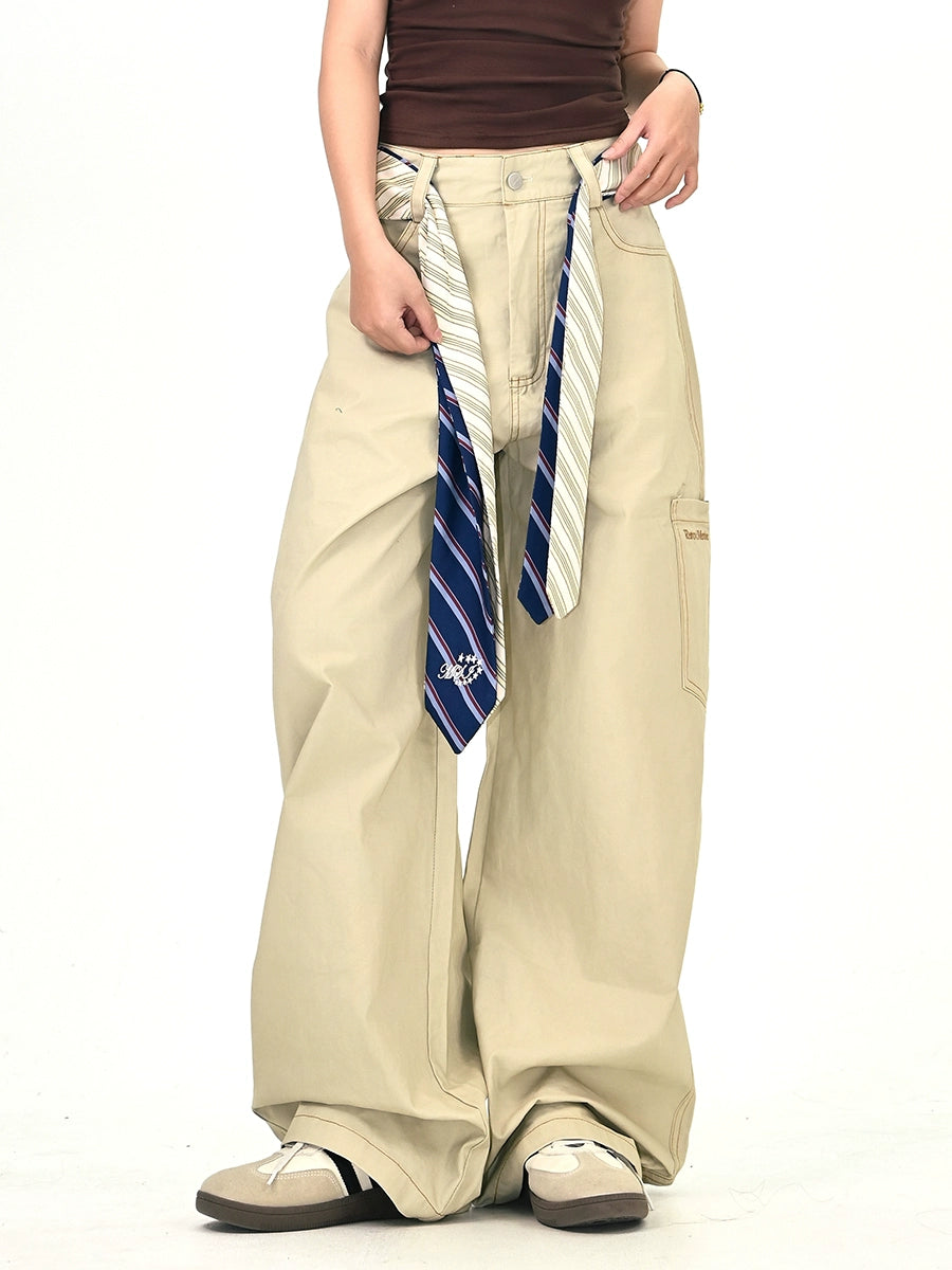 Mershier Tie Design Loose Jeans