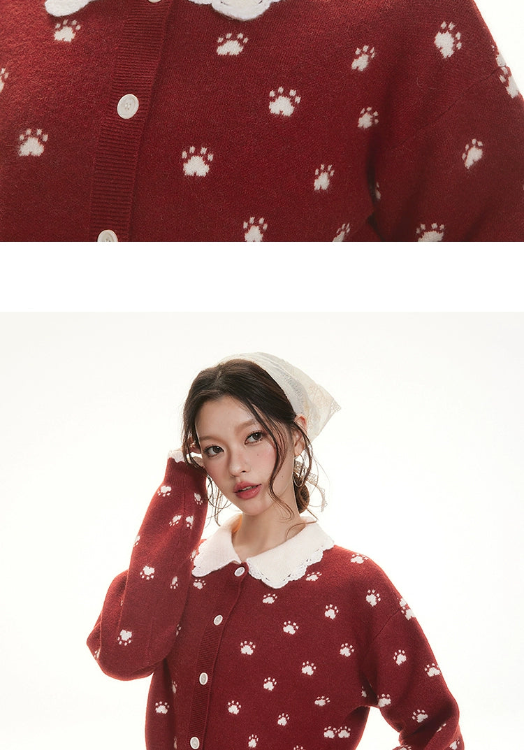 Imone Retro Claw Jacquard Loose and Thin Knitted Cardigan