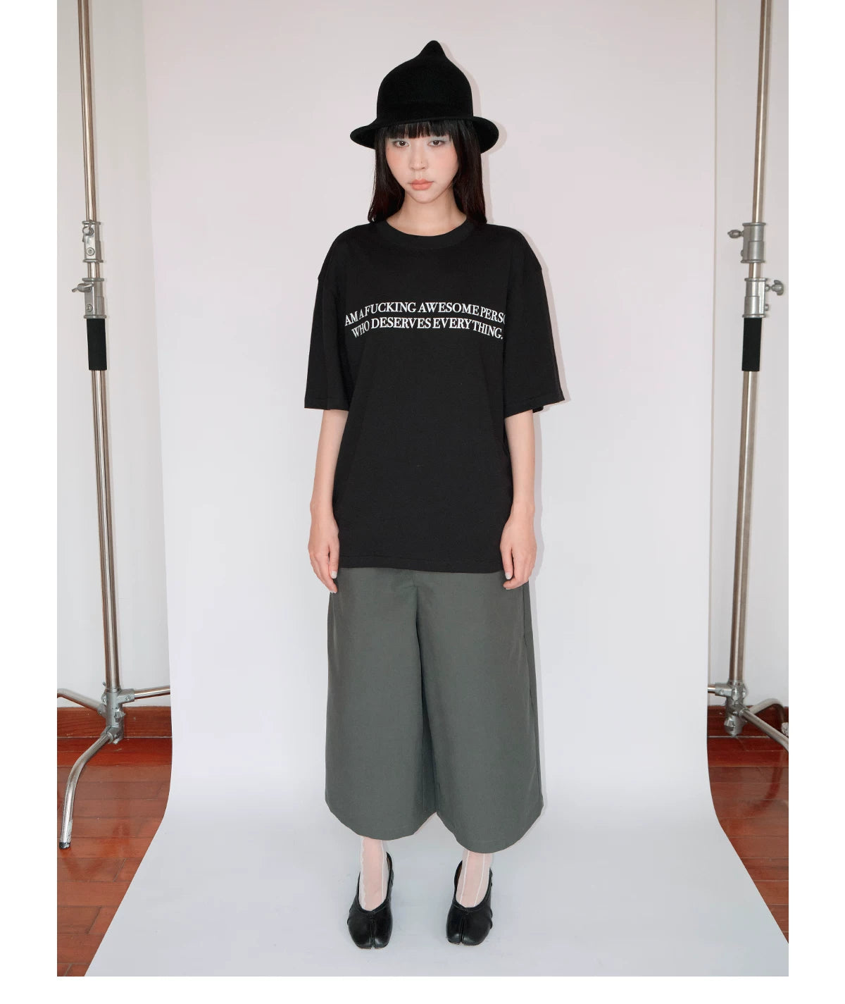 FUNKYFUN Slogan Printing Skin-friendly Loose Tee