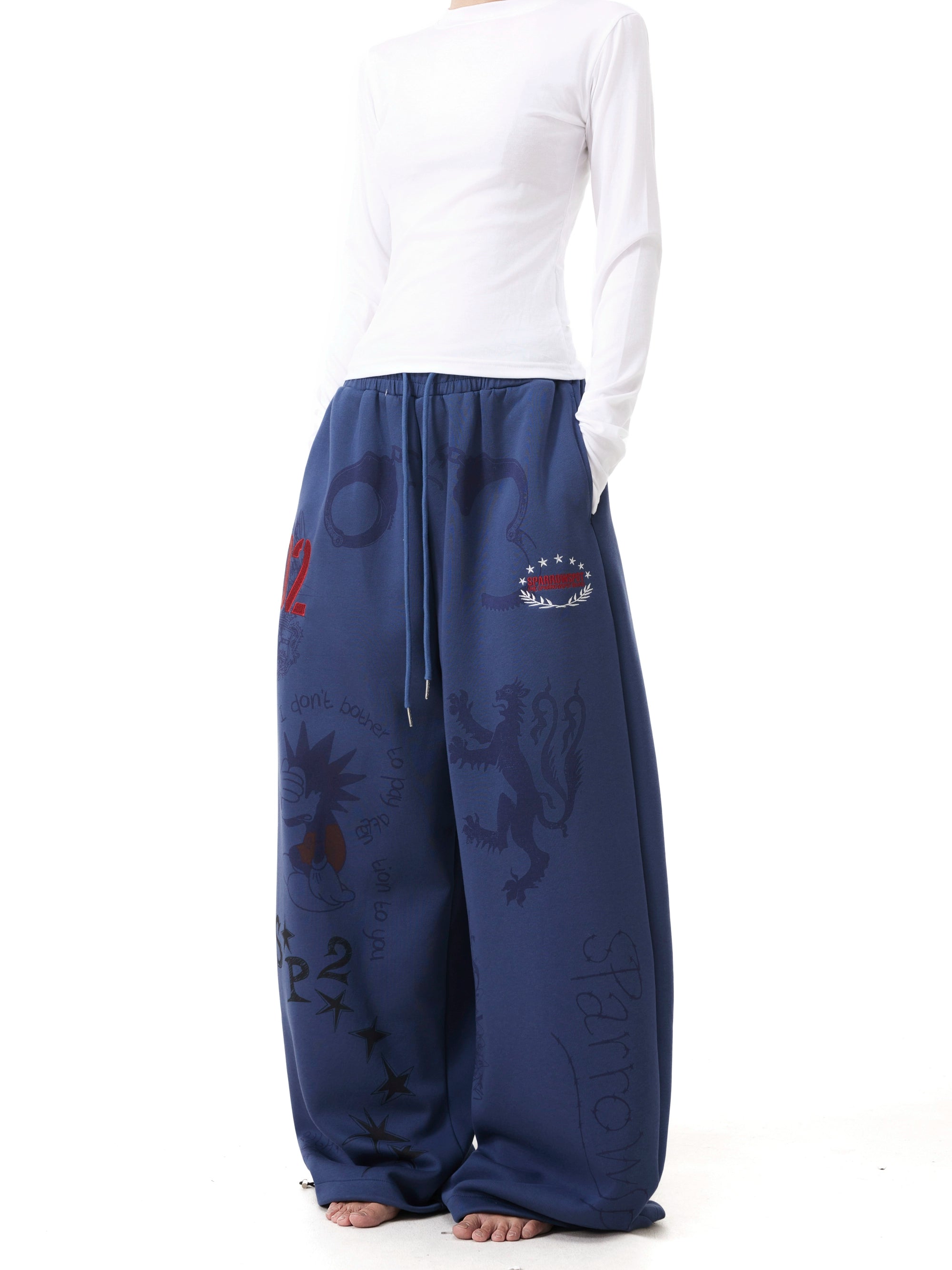 BTSG Vintage Graffiti Hand Painted Wide Leg Sweatpants