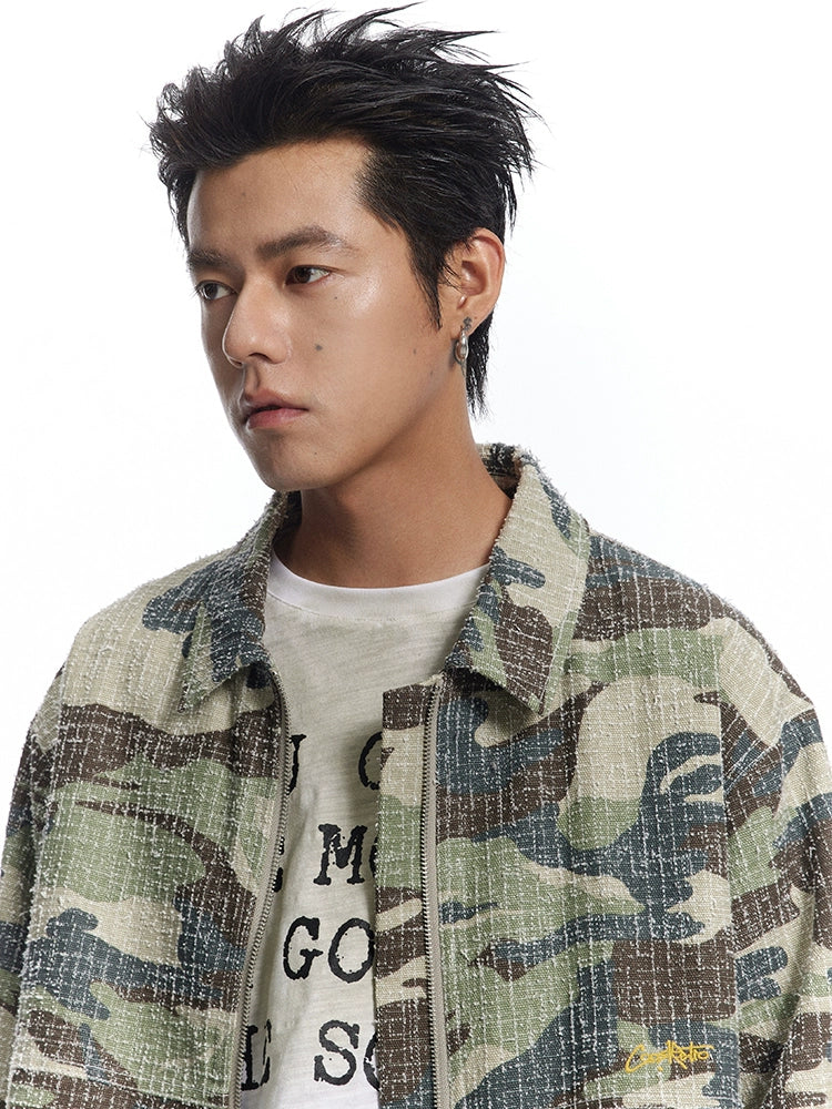 CoosRetro Embroidered Washed Polished Camouflage Jacket