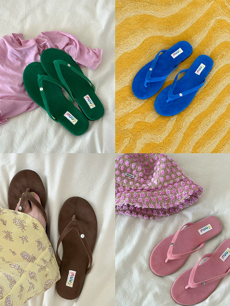 ENNU Flat Bottom Matte Turned Fur Outer Slippers