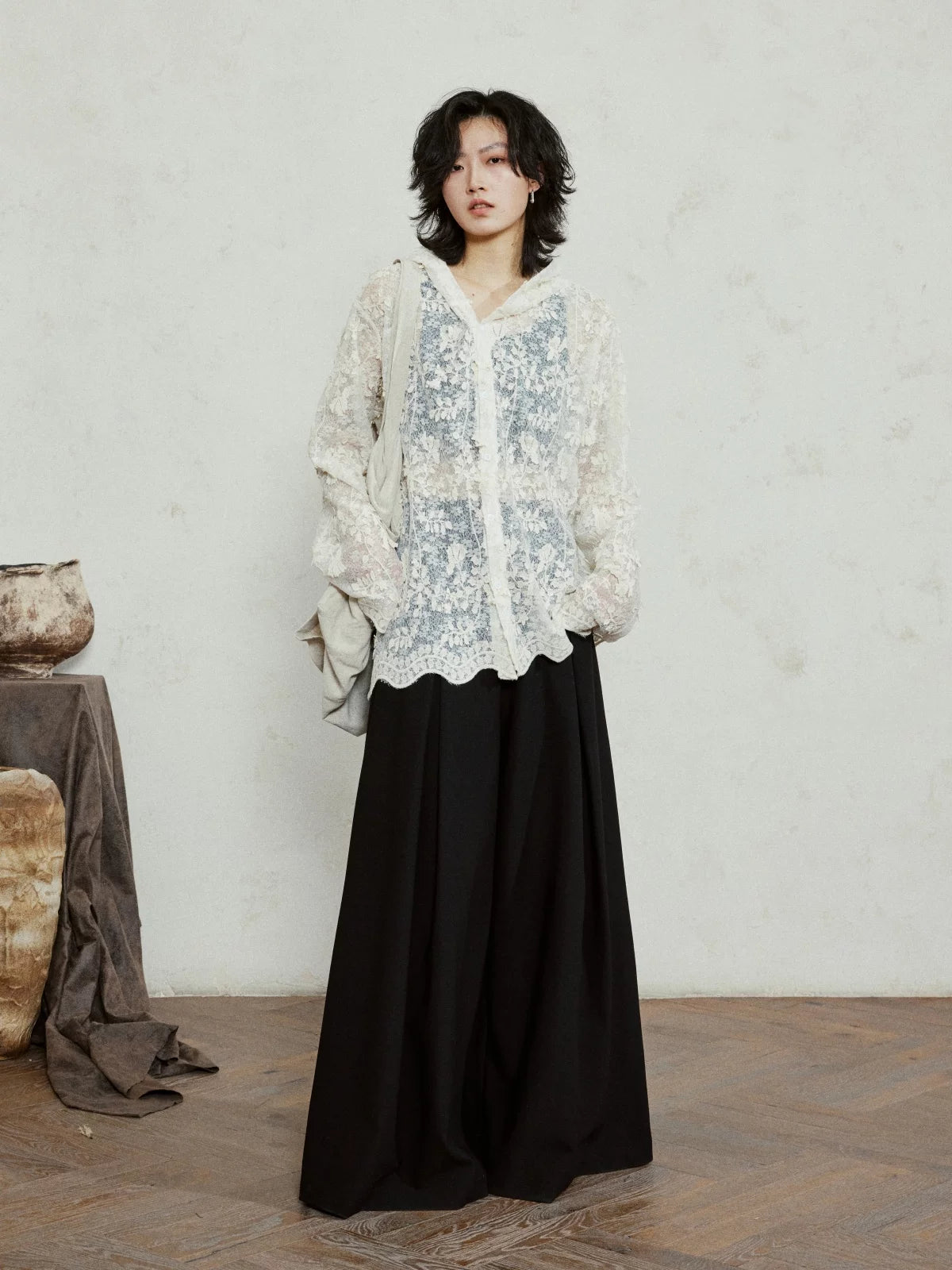 SUNYVONNE Lace Hooded Premium Jacket