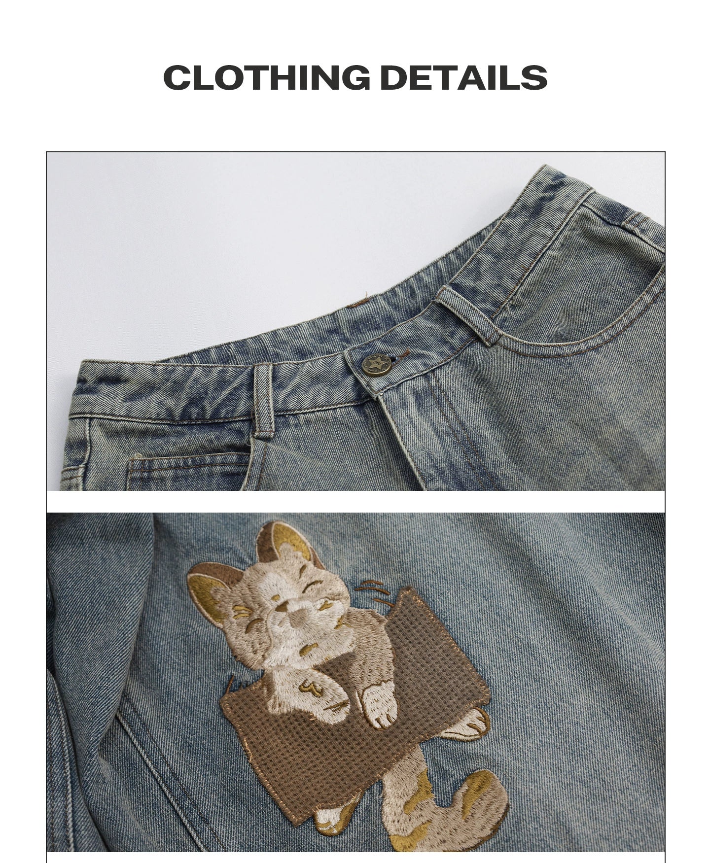 Girlyhalo Vintage Embroidered Loose Jeans