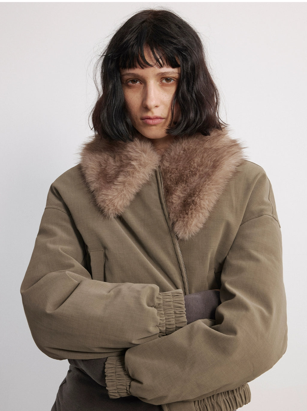 JCAESAR WOMEN Fur Collar Made Old Down Short Jacket