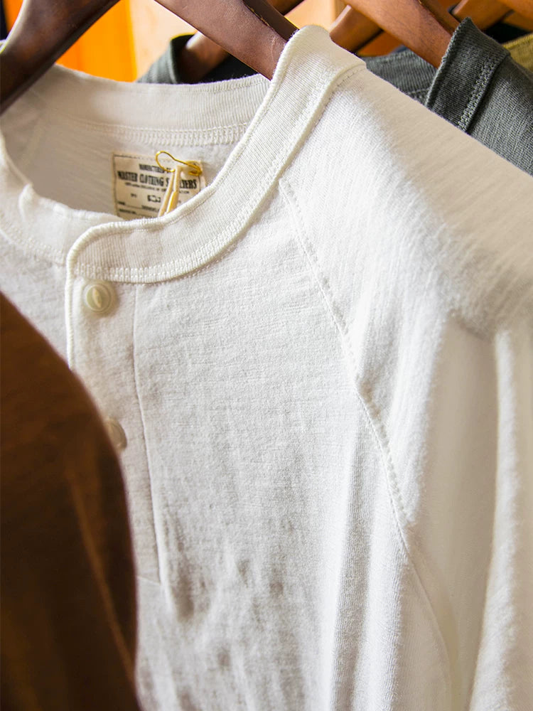 BlankMap Vintage Henry Collar Loose Shoulder Long Sleeves