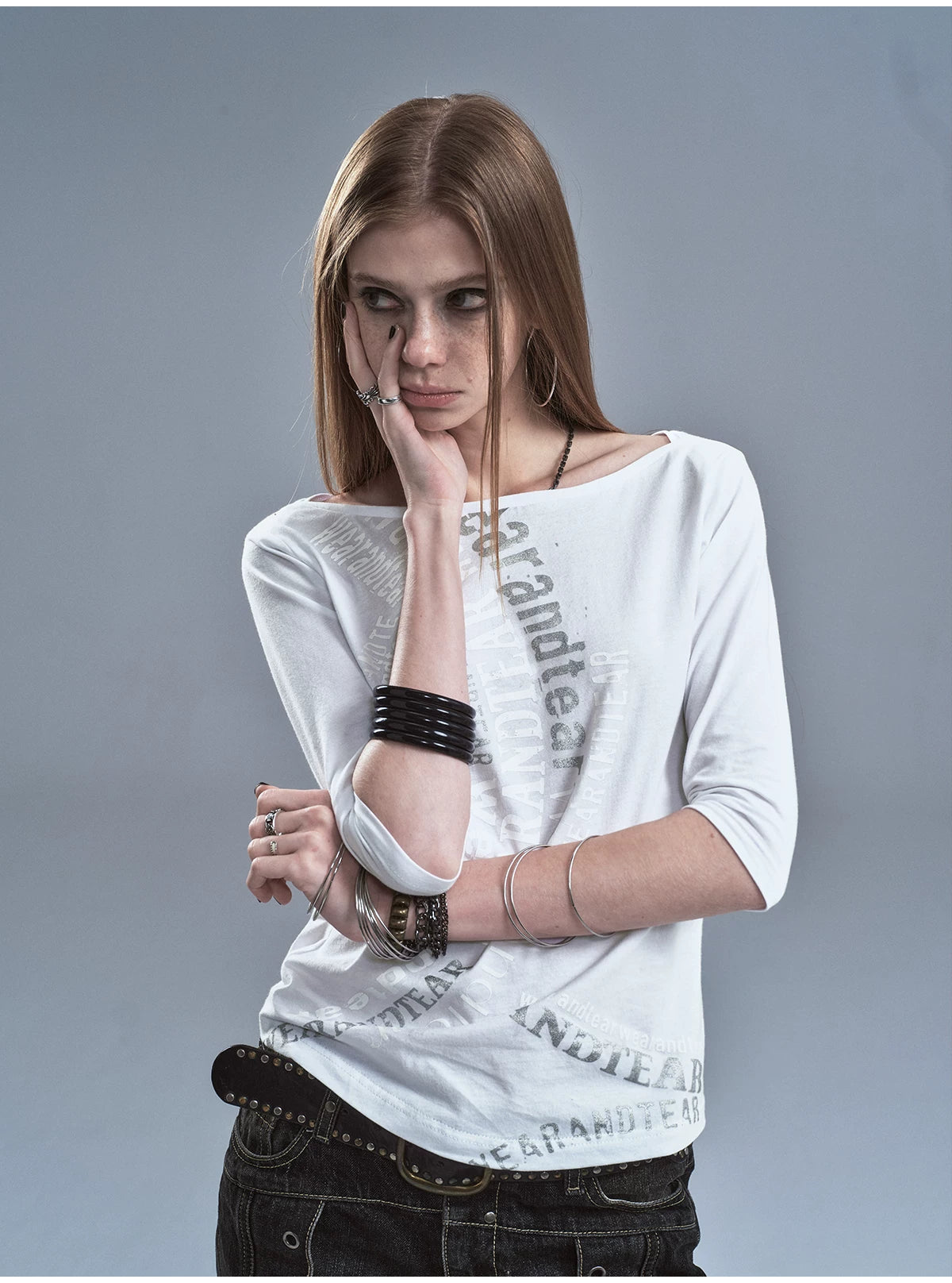 WearAndtear Light and Slightly Transparent One-word Collar Casual Tee
