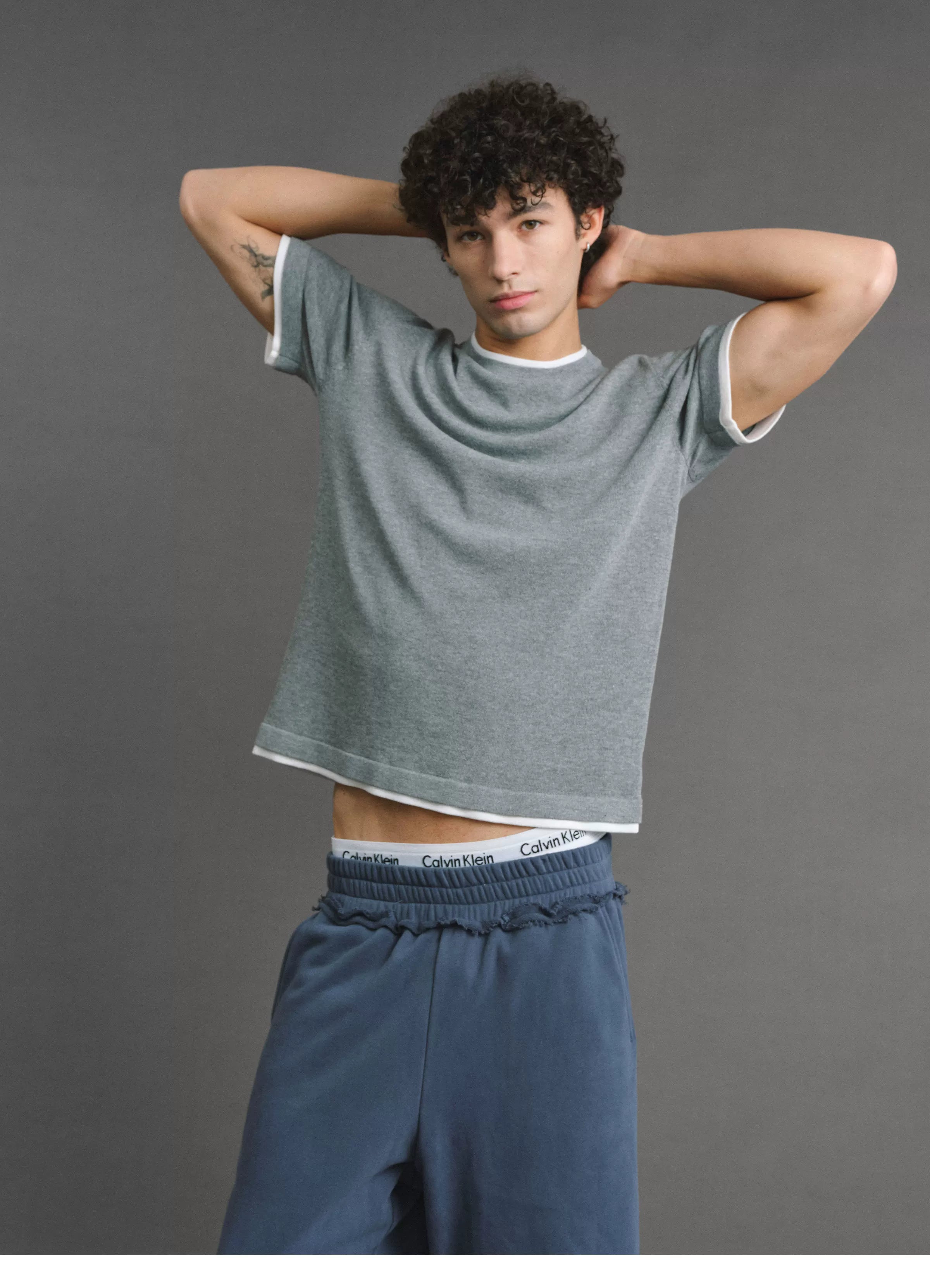 VLABMADE | 420G Linen-Blend Relaxed Faux-Layer Knit Tee