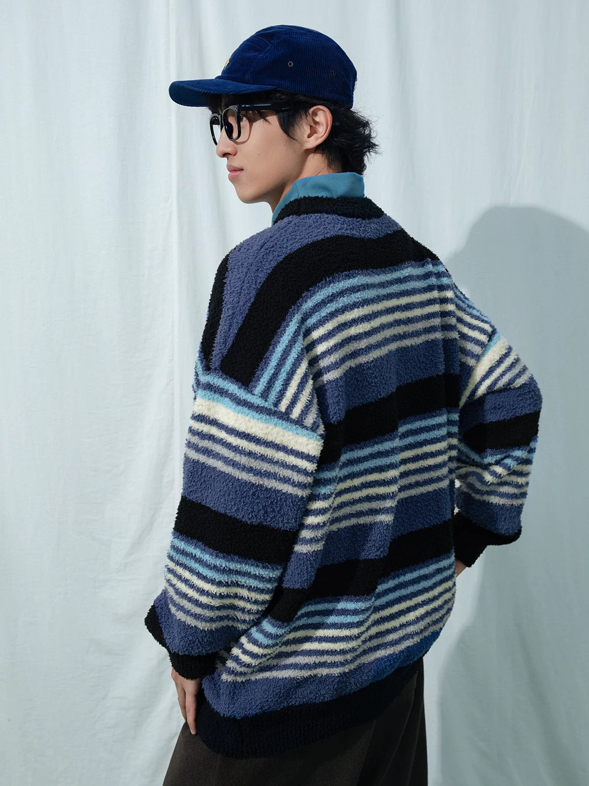 Mentmate Vintage Soft Waxy Contrast Striped Sweater