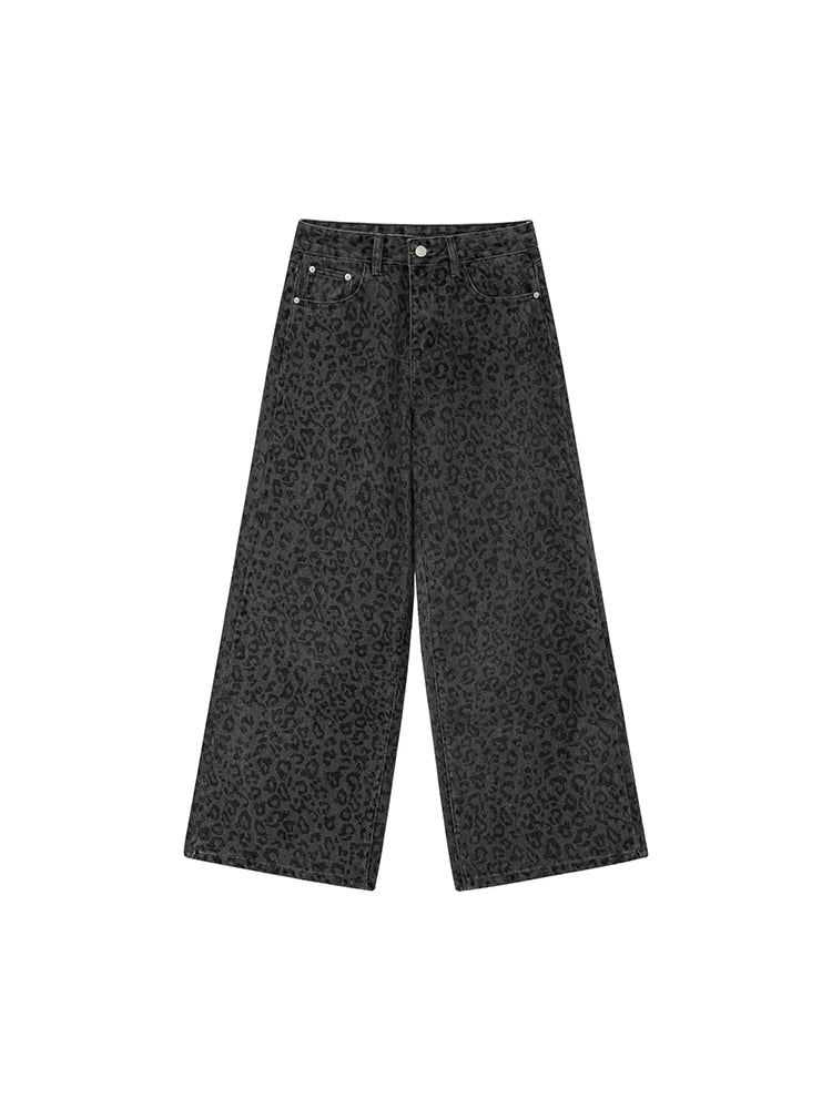 KANO Leopard Straight Wide Leg Jeans