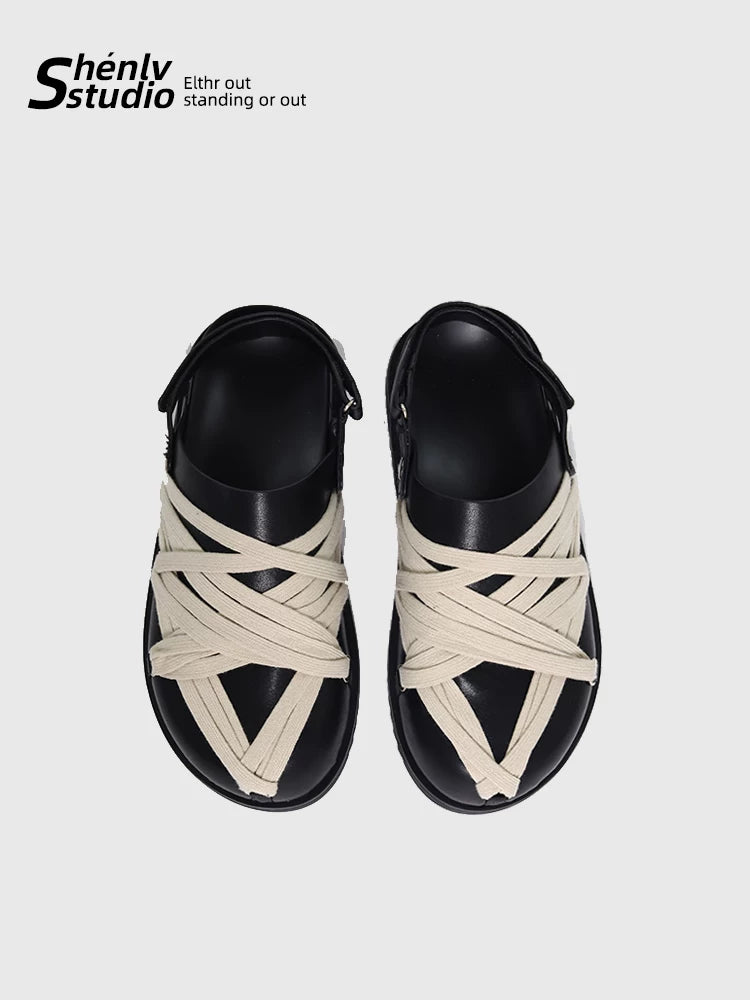 SHENLV STUDIO Strap Two Wear Removable Head Sandals