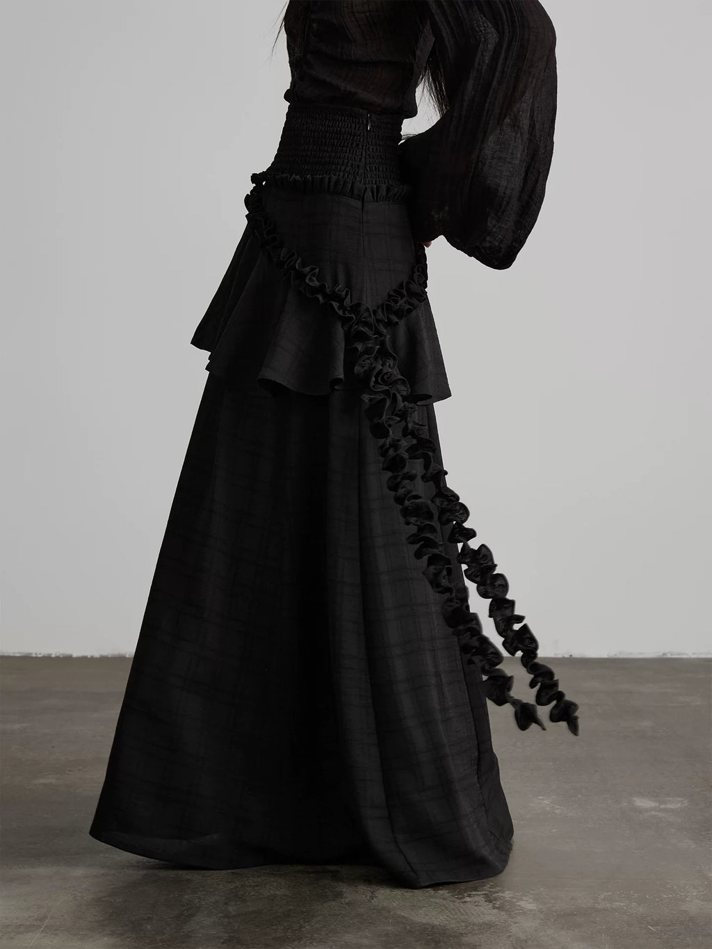 INDULGE Ruffle Edge Splicing Streamer Skirt