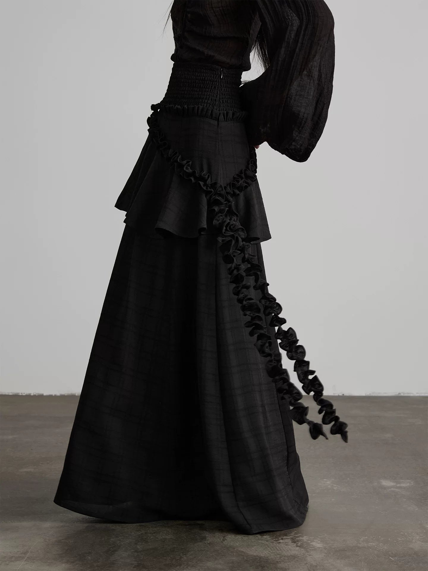 INDULGE Ruffle Edge Splicing Streamer Skirt
