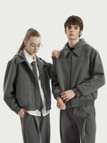 Stay The Night Double Neck Front Shoulder Hooded Sweater Jacket