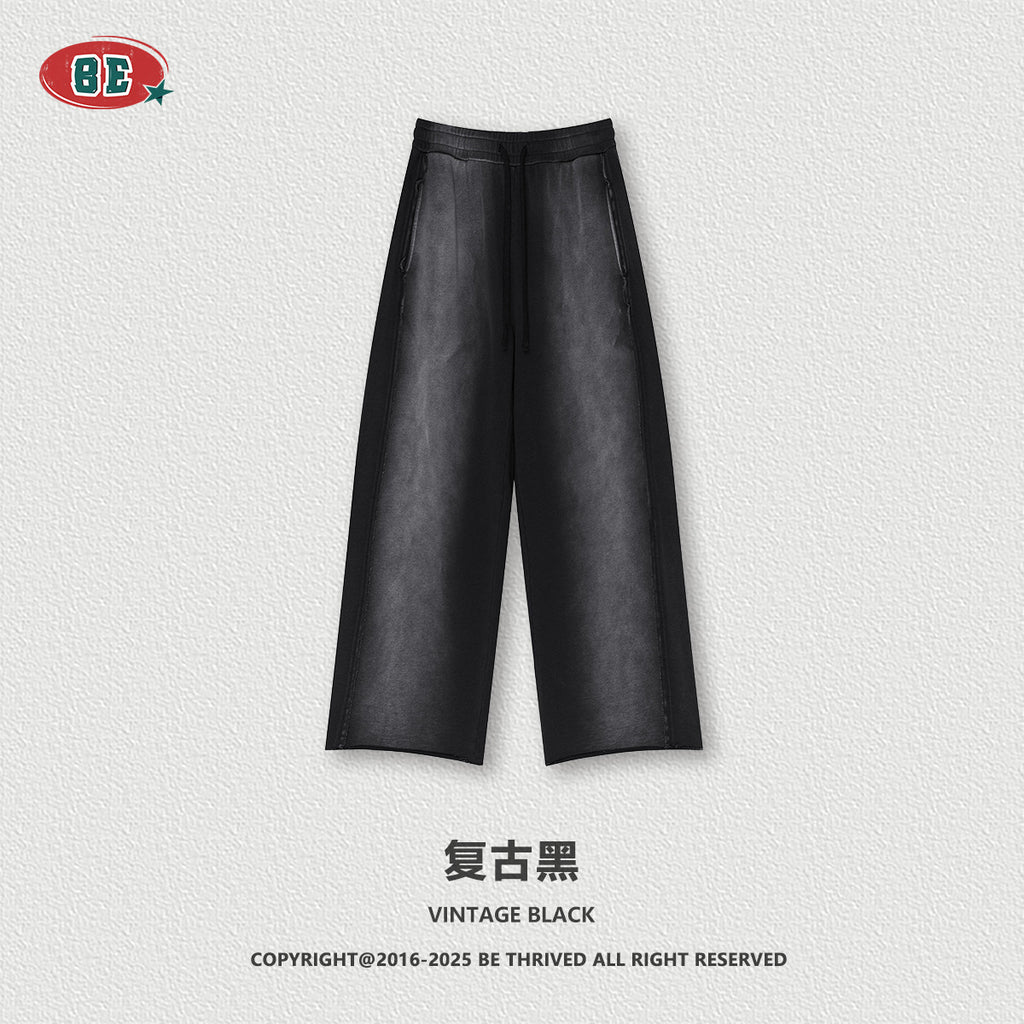 BE Gradual Change Hole Hooded Sweater Straight Pants Two-piece Set