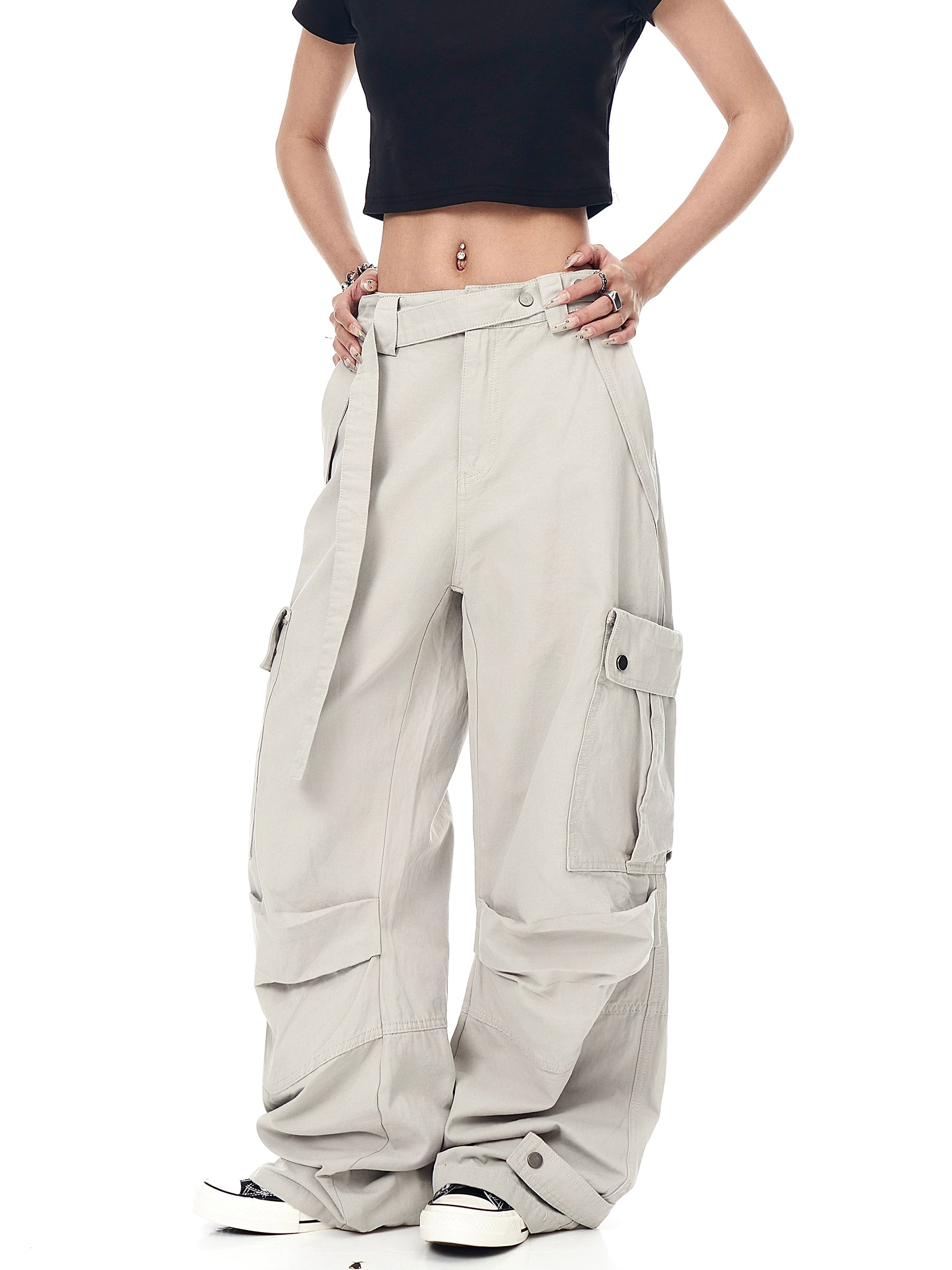 BLACKLISTS Vintage Pleated Multi-pocket Cargo Pants
