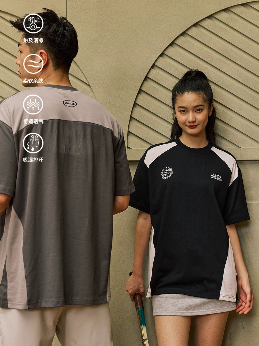 LUSHISI Two-color Splicing Color Matching Quick-drying Tee