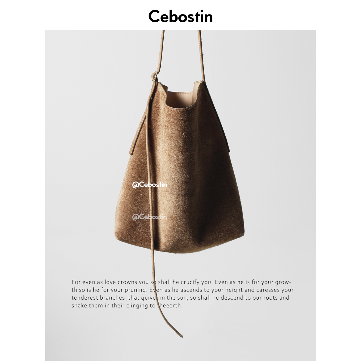 Cebostin First Layer Matte Cowhide Large Capacity Bucket Bag