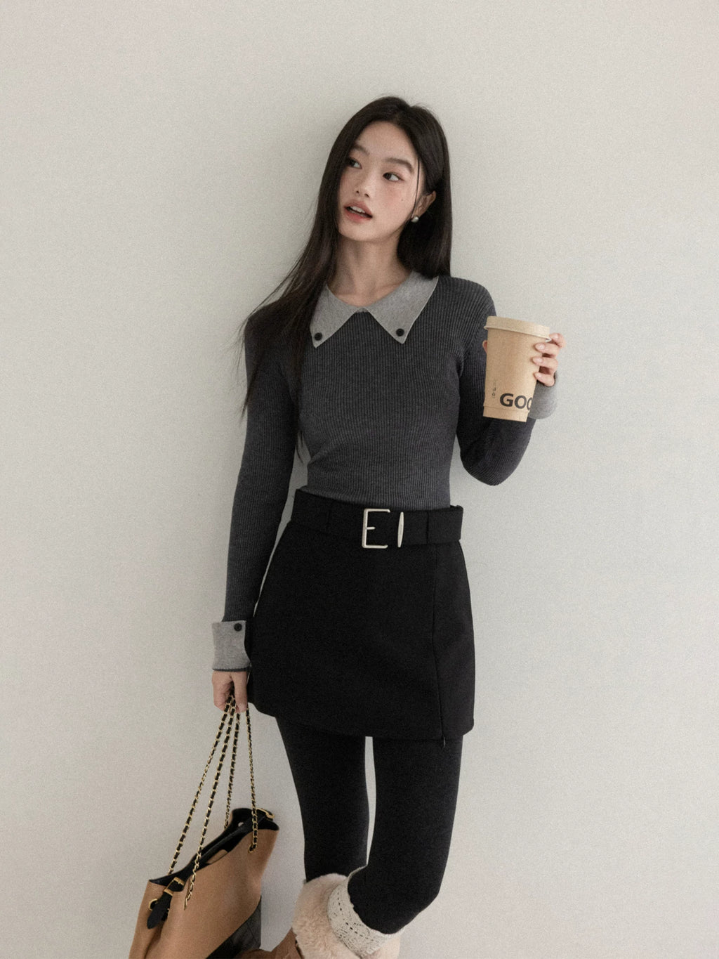 Cantonstory College Lapel Slim-fit Wool Knitted Sweater