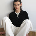 NOT UGLY Soft Wool High-Density Overlapping Collar Contrast Casual Polo Short-Sleeve