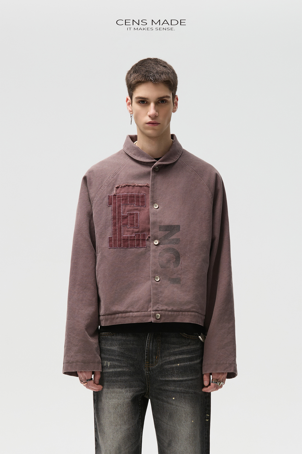 CENSMADE Gradual Change Patch Beads Canvas Detroit Cotton Jacket