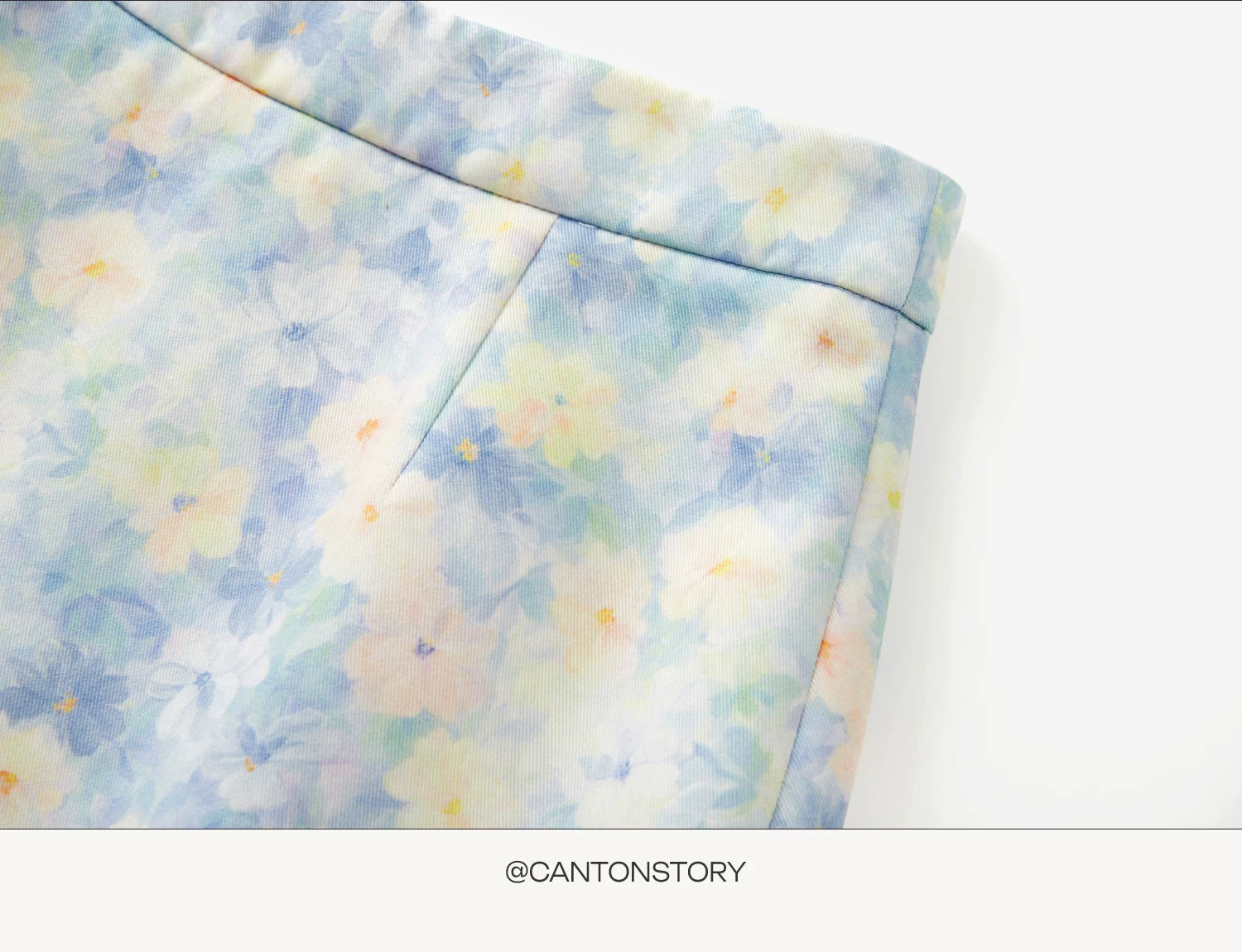 Cantonstory High Waist Floral Skirt