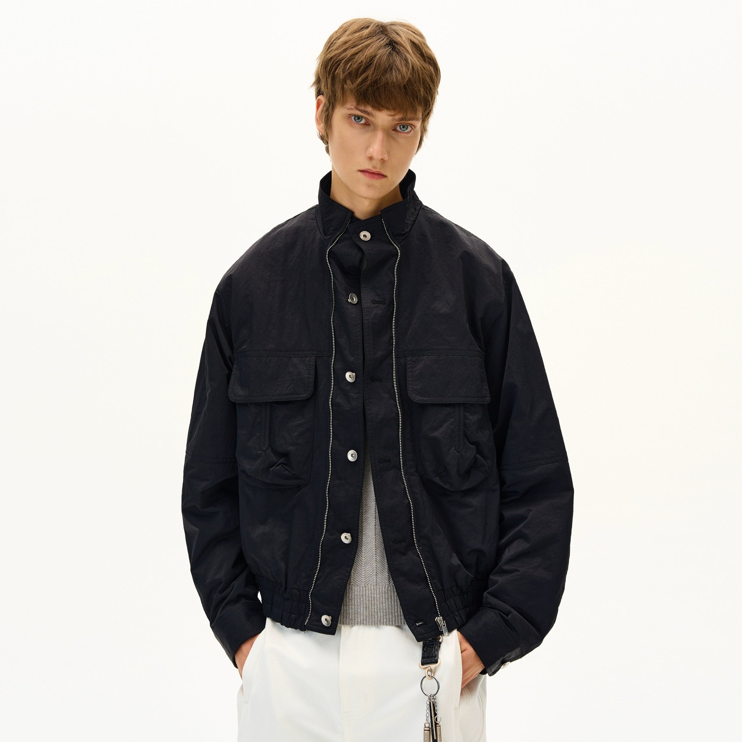 MADWITCH Loose Casual Ruffian Handsome Stand-up Collar Jacket