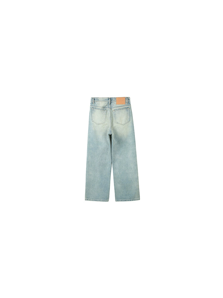 PLUS NO LOGO Loose Wide Leg Straight Washed Jeans