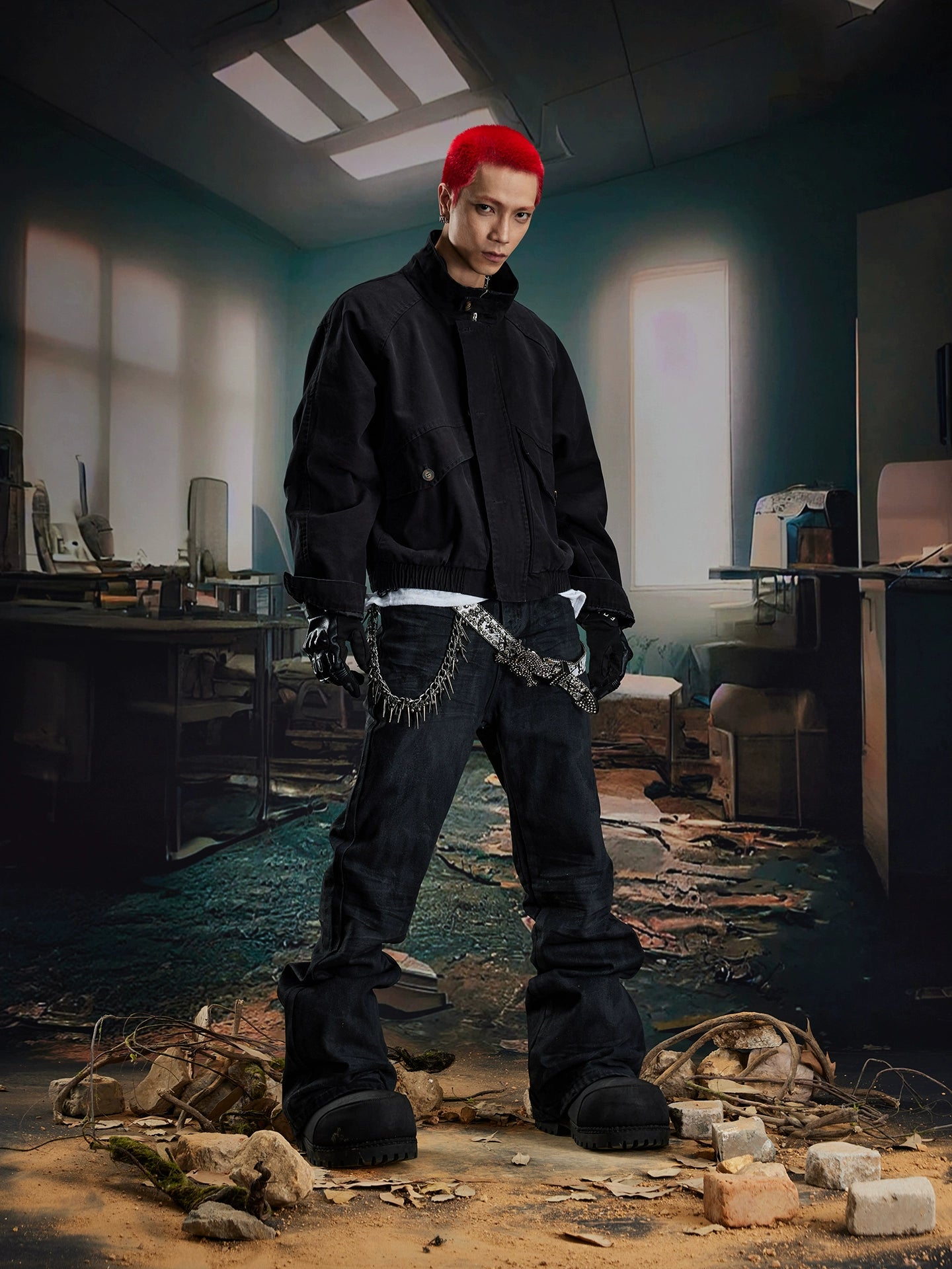 NOMANIAI Simple Versatile Stand-up Collar Short Wide Zipper Jacket