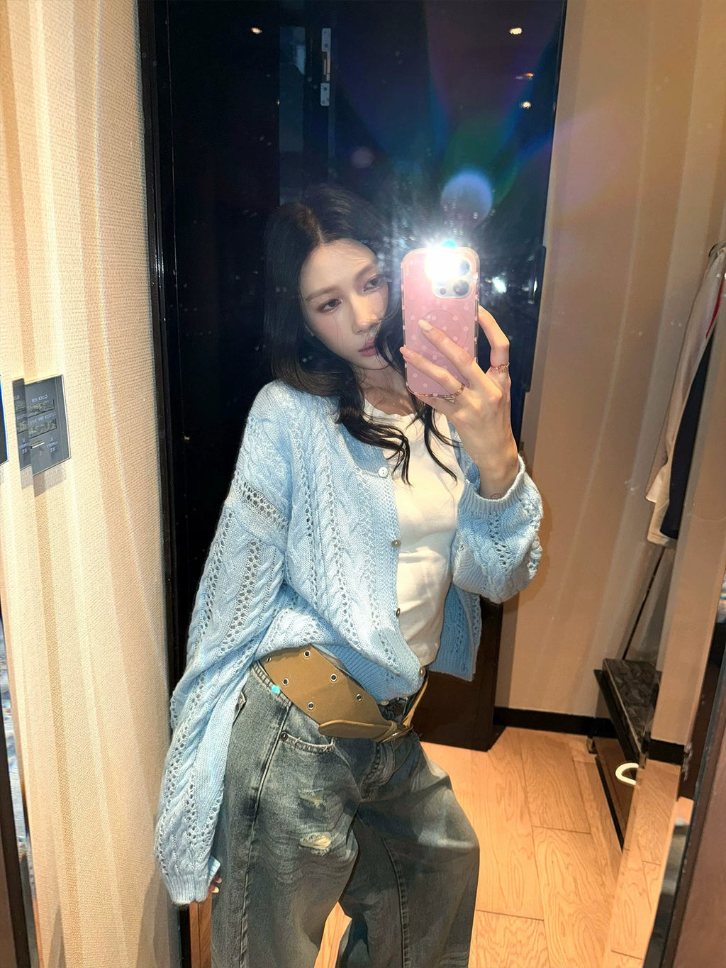 YOUNG KYLIN Hollow Casual Sweater Jacket