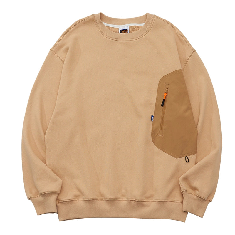 (Clearance) Battles Stitching Zipper Pocket Thick Needle Embroidered Sweater