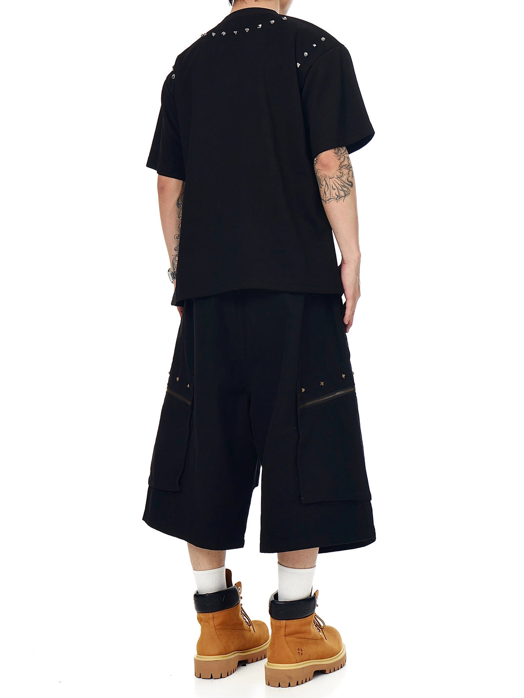 BLACKLISTS Pleated Rivet Multi-pocket Tooling Cropped Pants