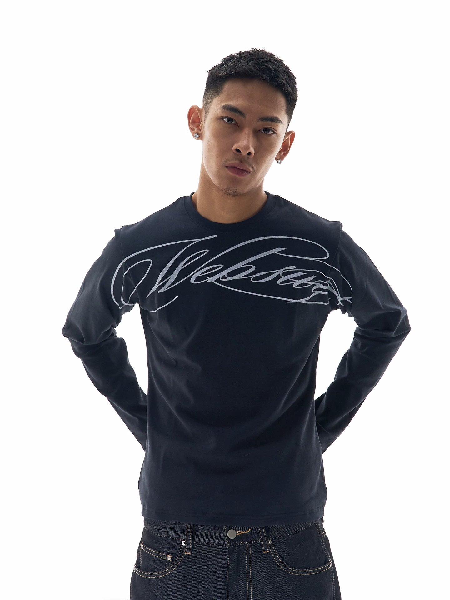 WebSurfGroup Slim Front Shoulder Elastic Casual Bottom Long Sleeve