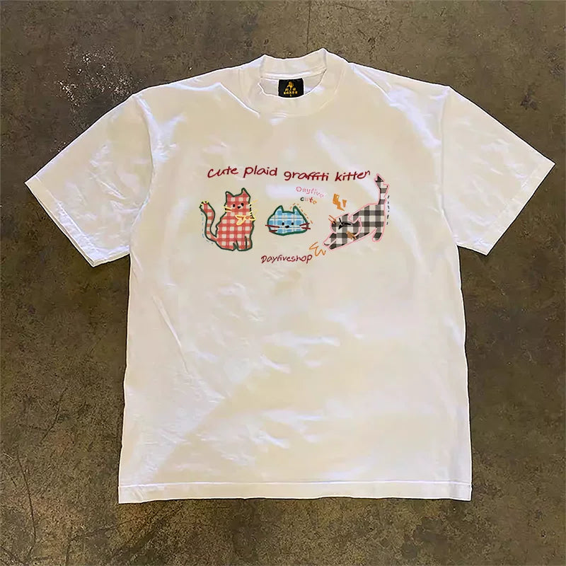 UPUPXIA  Cartoon Print Casual Versatile Tee