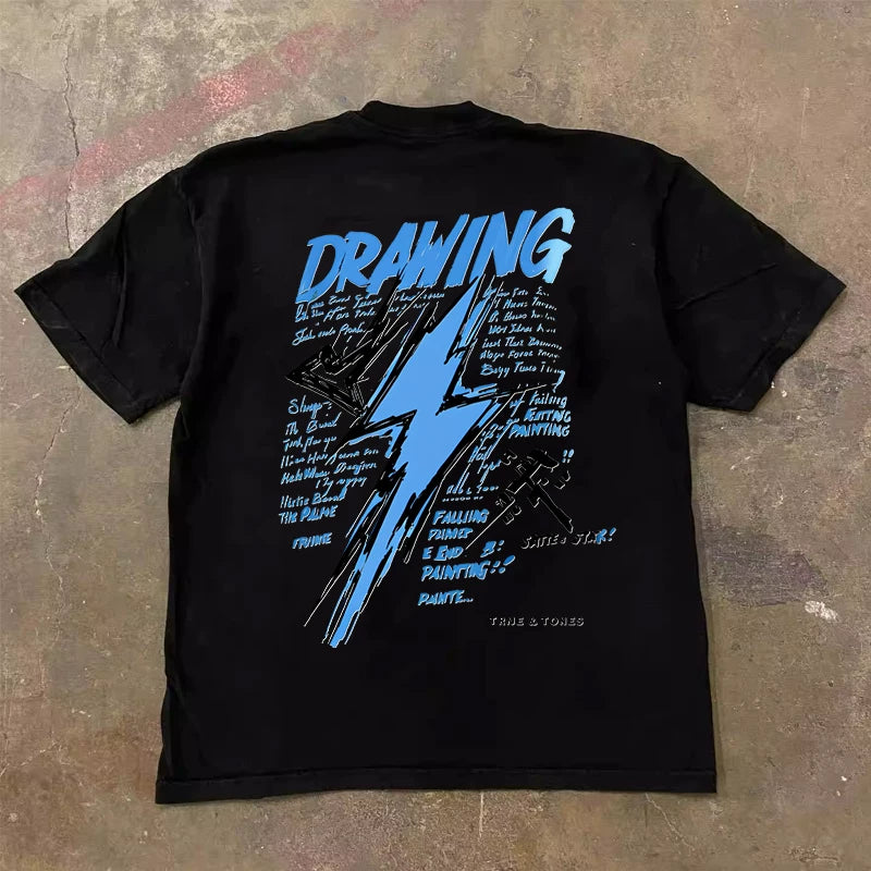 UPUPXIA Lightning Printing Casual Tee