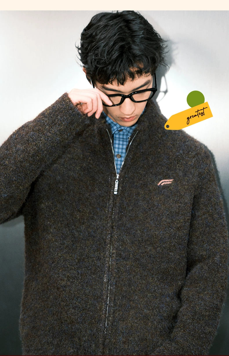 MATCHA STORY Stand-up Collar Loose Casual Knitted Sweater Jacket