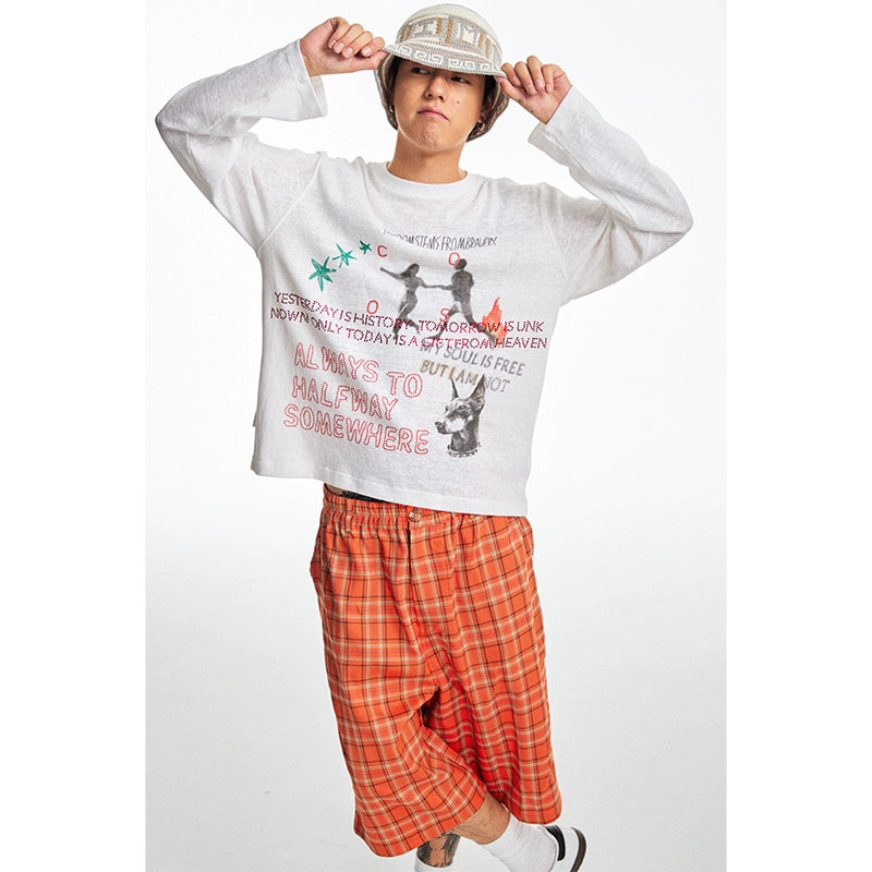 CoosRetro Vintage Loose Breathable Hot Diamond Printed Long Sleeve