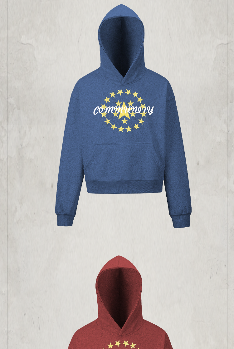 KONOOT Pentagram Print Short and Wide Cut Hooded Sweater