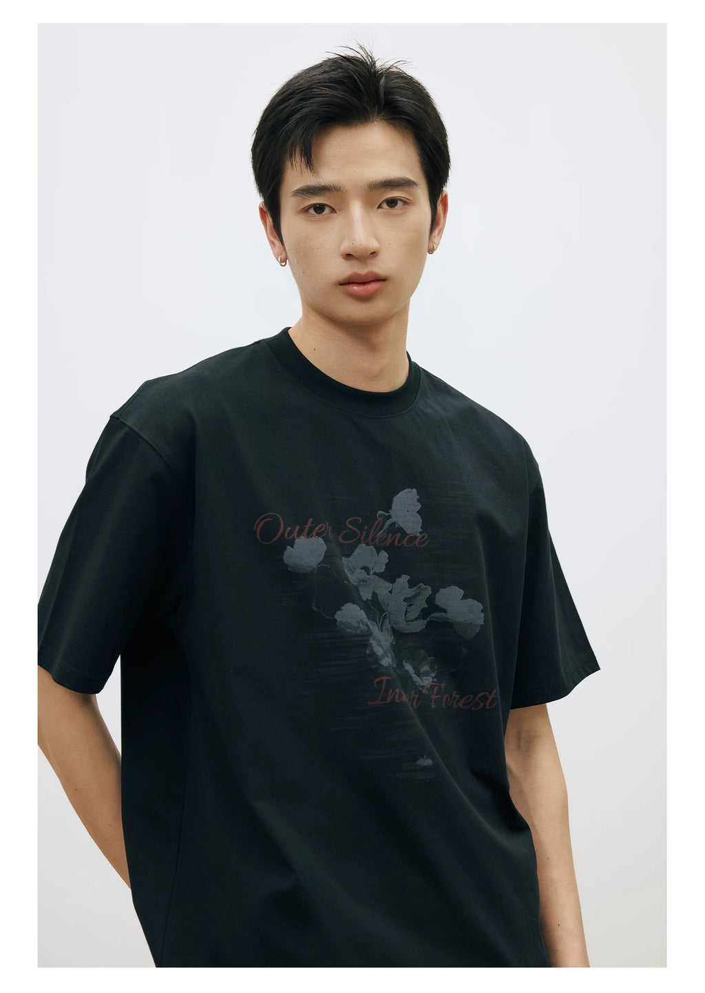 LR Cool Contrasting Color Ink Pattern Flower Tee
