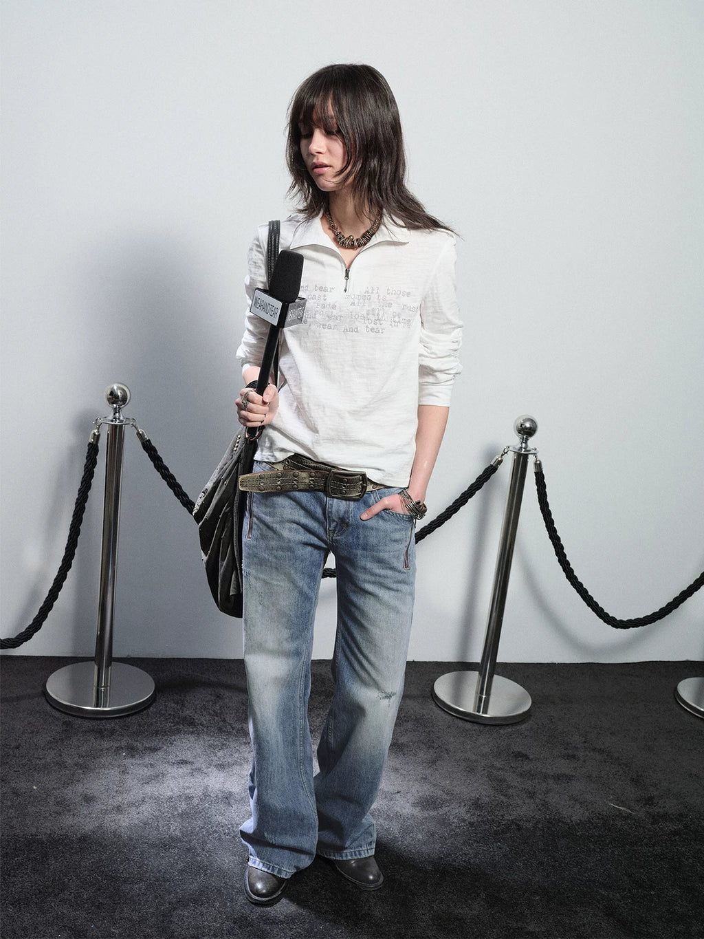 WearAndtear Stand Neck Light Loose Long Sleeves