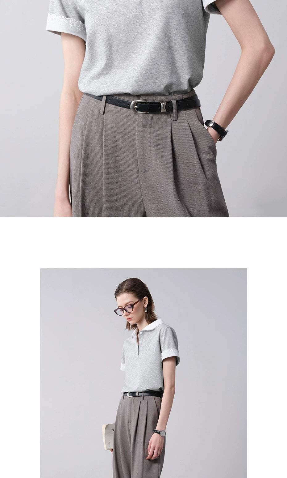 Giordano Stitching Lace Doll Collar Tee