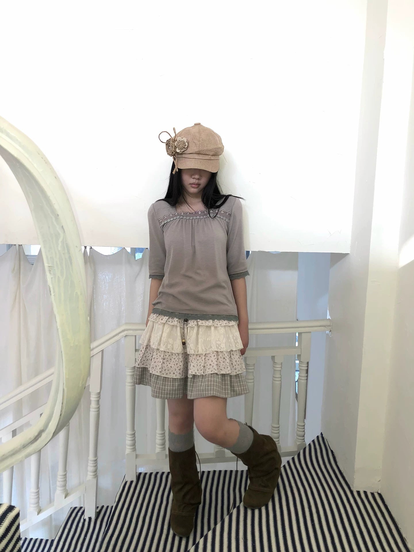 Ang:project Lace Patchwork Casual Tee