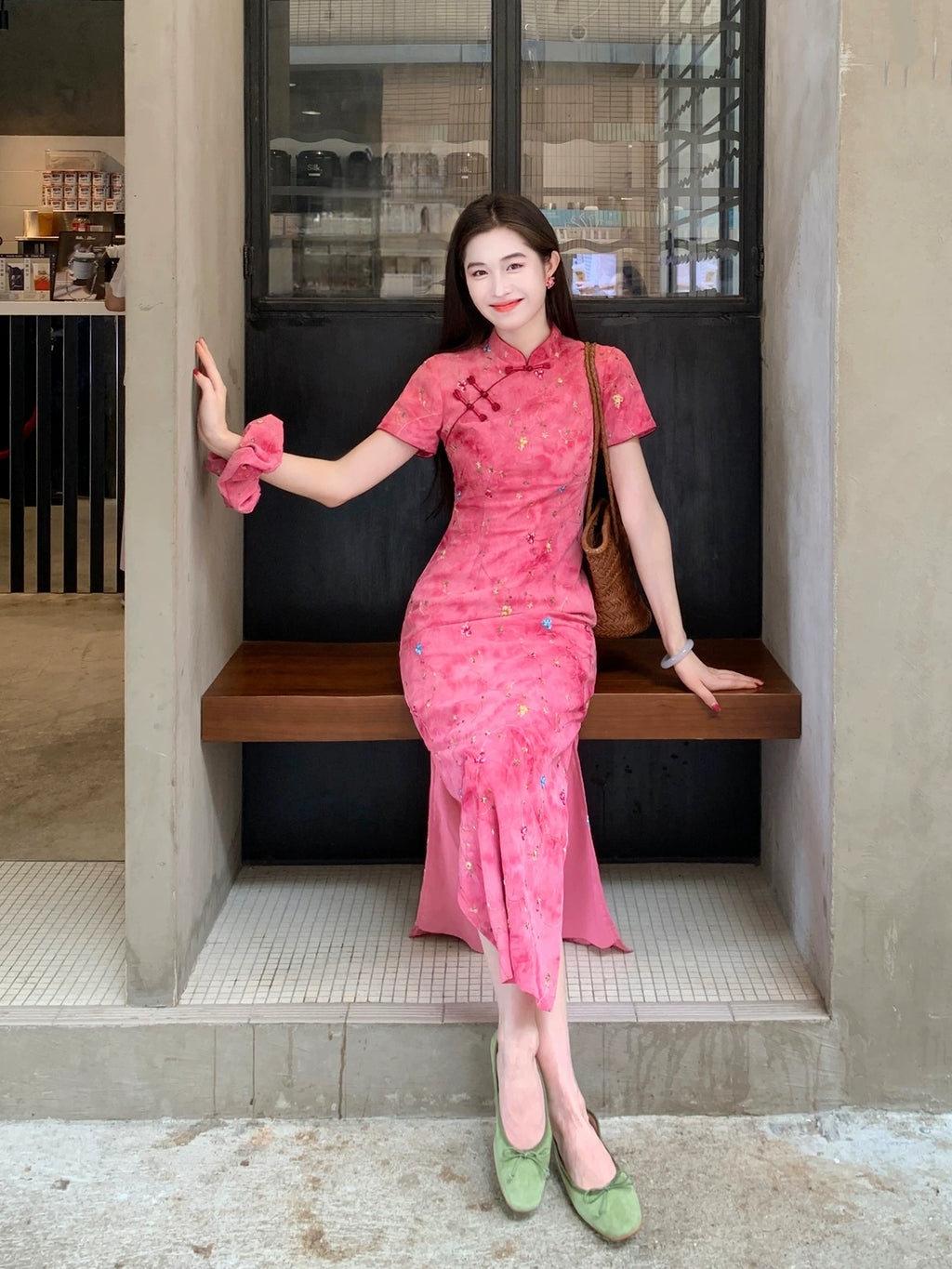 ZIHE Retro Tie-dye Floral Dress
